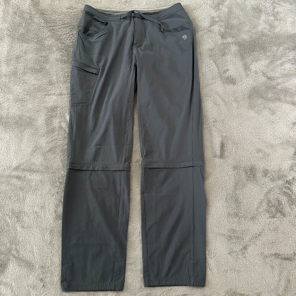Mountain Hardwear Gray Convertible Zip Off Pants Shorts Women's 8 Hiking Outdoor